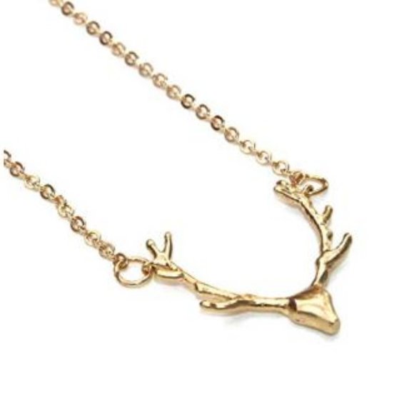 Elk Deer Antlers Necklace (Gold) - Picture 4 of 7